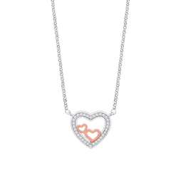 Colgante Plata Bicolor Rose Lotus LP1856-1/1 Corazones Circonitas