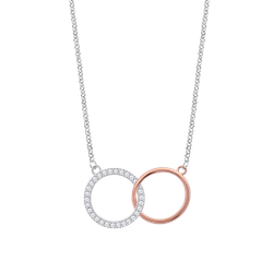 Colgante Plata Bicolor Rose Lotus LP1955-1/1 Aros Circonitas Entrelazados