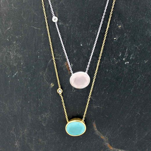 Colgante Plata COM0012PLOV Piedra Mineral Onix Verde