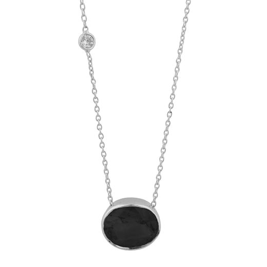 Colgante Plata COM0012PLOX Piedra Mineral Onix Negro