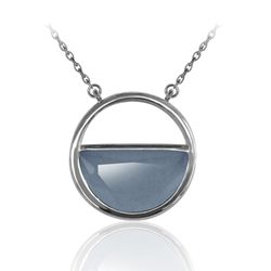 Colgante Plata Dorada Mujer COM0051RHCB Piedras Minerales Calcedonia Azul