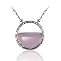 Colgante Plata Dorada Mujer COM0051RHCR Piedras Minerales Cuarzo Rosa