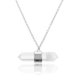 Colgante Plata COM0104RHCC Piedra Mineral Cristal de Cuarzo