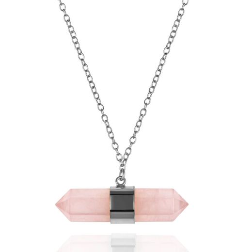 Colgante Plata COM0104RHCR Piedra Mineral Cuarzo Rosa