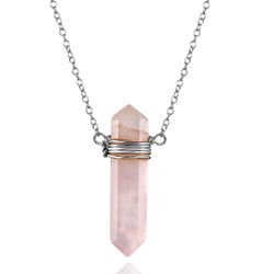 Colgante Plata COM0105RHCR Piedra Mineral Cuarzo Rosa