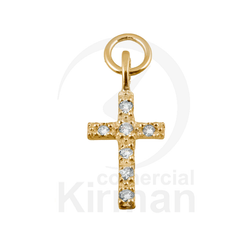 Colgante Plata Dorada 073029 Cruz Cristal 8x12mm