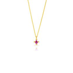 Colgante Plata Dorada 08mm COZ0384DOZR Rubí Lagrima