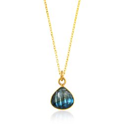 Colgante Plata Dorada 11mm COM0152DOLA Marisco Piedra Mineral labradorita