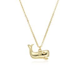 Colgante Plata Dorada 16mm COL0698DO Ballena En Brillo