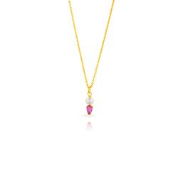 Colgante Plata Dorada 16mm COZ0386DOZR Circonita Rubí Perla