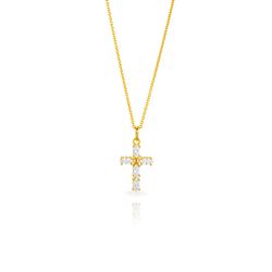 Colgante Plata Dorada 19mm COZ0385DO Cruz Circonita Blanca