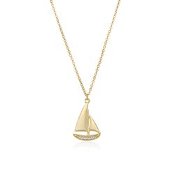 Colgante Plata Dorada 20mm COZ0393DO Velero Circonitas