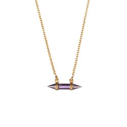 Colgante Plata Dorada 25x4mm COM0167DOAM Mineral Amatista