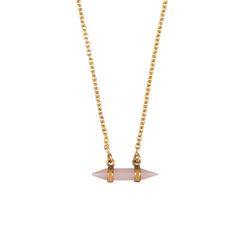 Colgante Plata Dorada 25x4mm COM0167DOCR Mineral Cuarzo Rosa