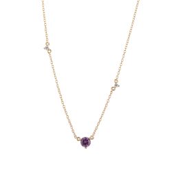 Colgante Plata Dorada 4mm COZ0388DOAM Circonita Amatista