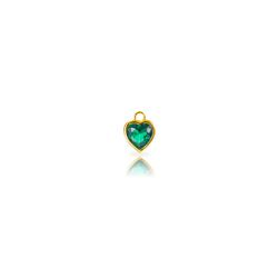 Colgante Plata Dorada 6mm CHZ0071DOZV Piedra Verde Corazón