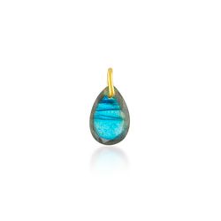 Colgante Plata Dorada 7 x 10mm CHM0044DOLA Labradorita De Vidrio Corte Brillante Pera