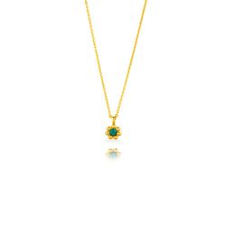 Colgante Plata Dorada 8mm COZ0383DOZV Flor Circonita Verde