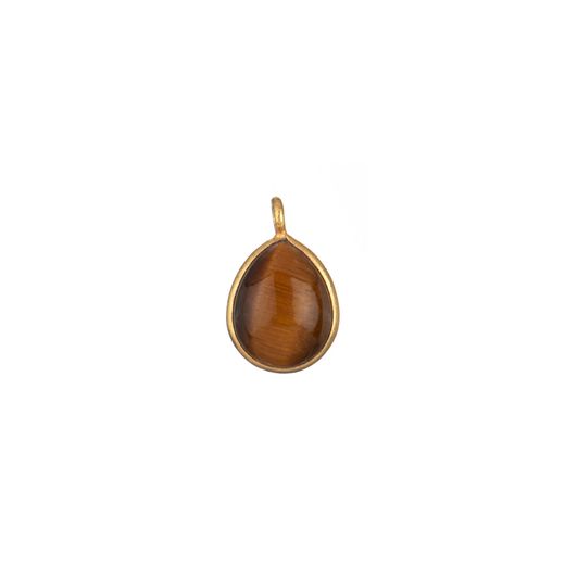Colgante Plata Dorada 9,5x7,5mm CHM0034DOOT Piedra Mineral Cabushan Ojo De Tigre Lágrima