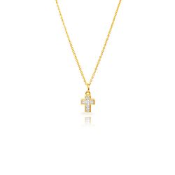 Colgante Plata Dorada 9,5x7,5mm COZ0382DO Cruz Circonita Blanca