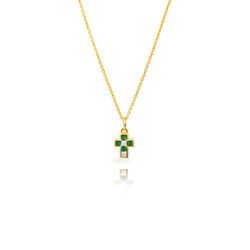 Colgante Plata Dorada 9,5x7,5mm COZ0382DOVA Cruz Circonita Multicolor