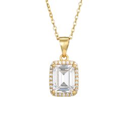 Colgante Plata Dorada Circonita Rectangular 7x9mm COZ0321DO 36+4cm