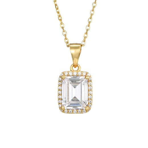 Colgante Plata Dorada Circonita Rectangular 7x9mm COZ0321DO 36+4cm