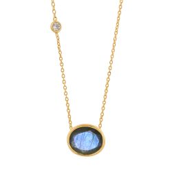 Colgante Plata Dorada COM0012DOLA Piedra Mineral Labradorita