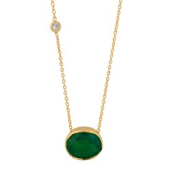 Colgante Plata Dorada COM0012DOOV Piedra Mineral Onix Verde