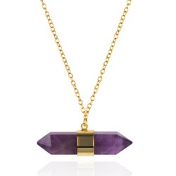 Colgante Plata Dorada COM0104DOAM Piedra Mineral Amatista