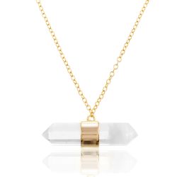 Colgante Plata Dorada COM0104DOCC Piedra Mineral Cristal de Cuarzo