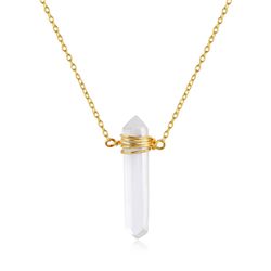Colgante Plata Dorada COM0105DOCC Piedra Mineral Cristal de Cuarzo