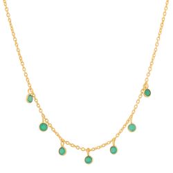 Colgante Plata Dorada COM0109DOOV Piedras Minerales Onix Verde