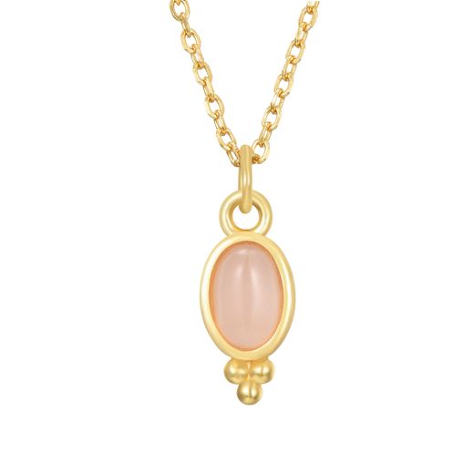 Colgante Plata Dorada COM0124DOCR Piedra Mineral Cuarzo Rosa
