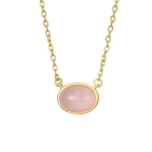 Colgante Plata Dorada COM0128DOCR Piedra Mineral Cuarzo Rosa