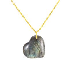 Colgante Plata Dorada COM0144DOLA Corazón Piedra Mineral Labradorita