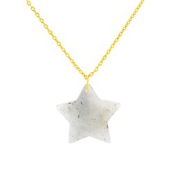 Colgante Plata Dorada COM0145DOLA Estrella Piedra Mineral Labradorita
