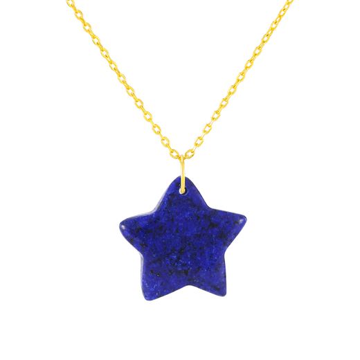 Colgante Plata Dorada COM0145DOLP Estrella Piedra Mineral Lapislázuli