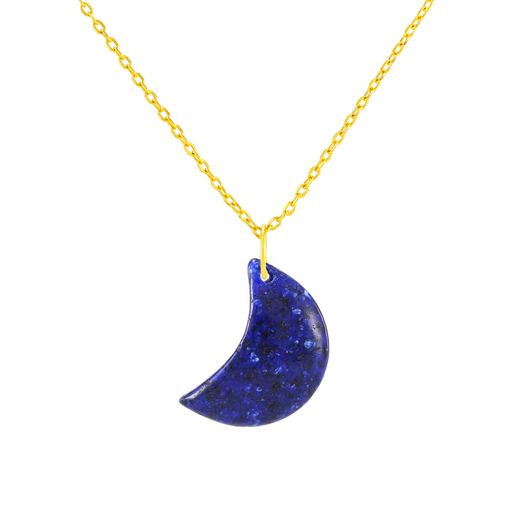 Colgante Plata Dorada COM0146DOLP Luna Piedra Mineral Lapislázuli