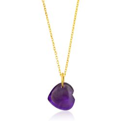 Colgante Plata Dorada COM0150DOAM Corazón Piedra Mineral Amatista