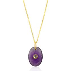 Colgante Plata Dorada COM0151DOAM Piedra Mineral Amatista