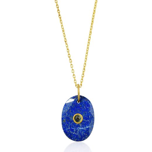 Colgante Plata Dorada COM0151DOLP Piedra Mineral Lapislázuli