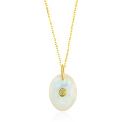 Colgante Plata Dorada COM0151DOPL Piedra Mineral Piedra Luna