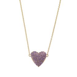 Colgante Plata Dorada Corazón Circonitas Moradas 14mm COZ0299DOZA 35+10cm