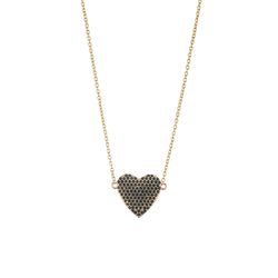 Colgante Plata Dorada Corazón Circonitas Negras 14mm COZ0299DOBK 35+10cm
