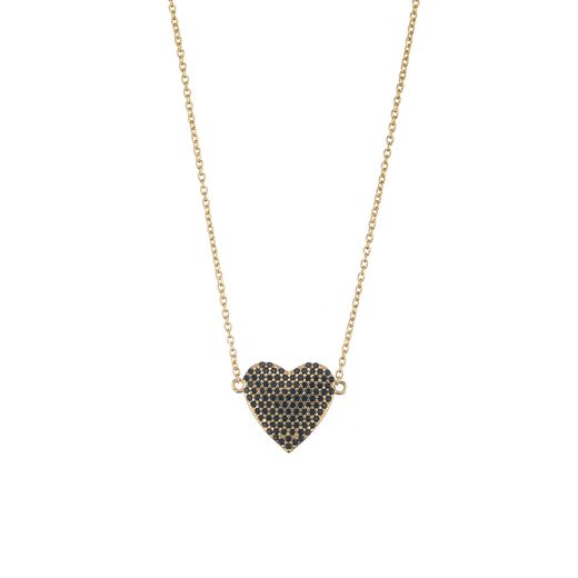 Colgante Plata Dorada Corazón Circonitas Negras 14mm COZ0299DOBK 35+10cm