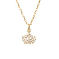 Colgante Plata Dorada Corona Circonitas 8x6mm COZ0300DO 38+4cm
