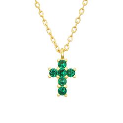 Colgante Plata Dorada Cruz Circonitas Verdes 9x7mm COZ0342DOZV 39+6cm
