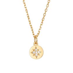 Colgante Plata Dorada Estrella Circonita 6,5mm COZ0302DO 38+4cm