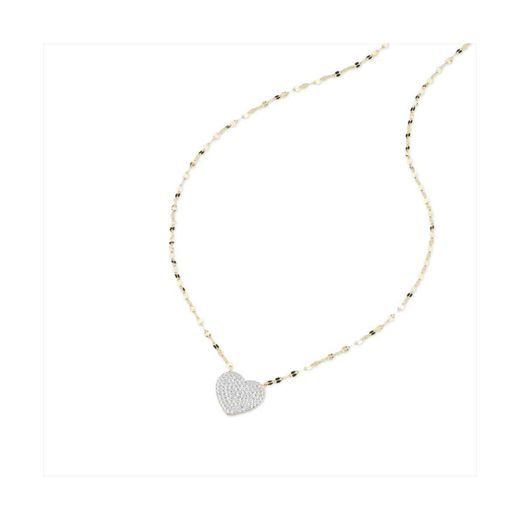 Colgante Plata Dorada J11640 Corazón Circonitas 40+5cm